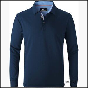 Men's Long Sleeve Polo Shirt Performance Golf Casual Work Office Wear